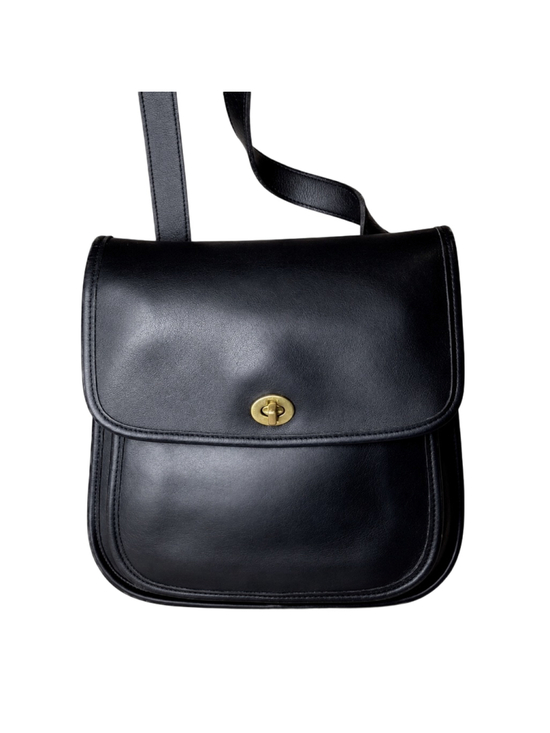 Coach Handbags - Vintage COACH Black Leather Large Side Pack Turn Lock Shoulder Bag USA 9979